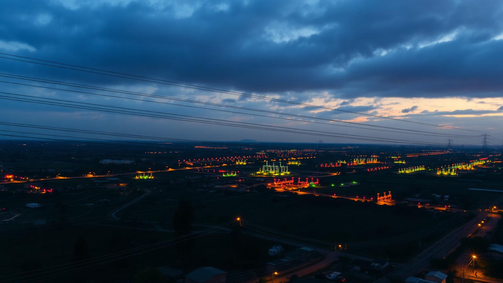 Power grid at dusk